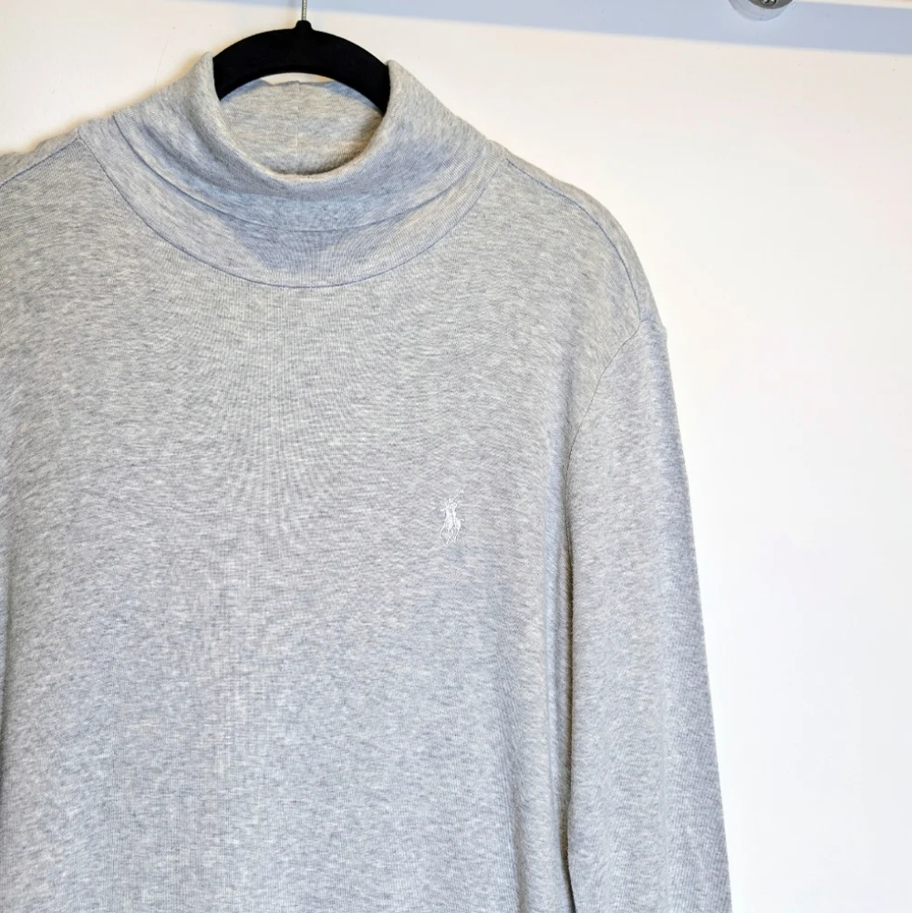 Ralph Lauren Sport Blue Label Y2K Gray Pima Cotton Turtleneck Dress Size Large - Picture 2 of 6